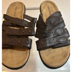 Pierre Dumas Brown Hook & Loop Sandals Women's Size 9